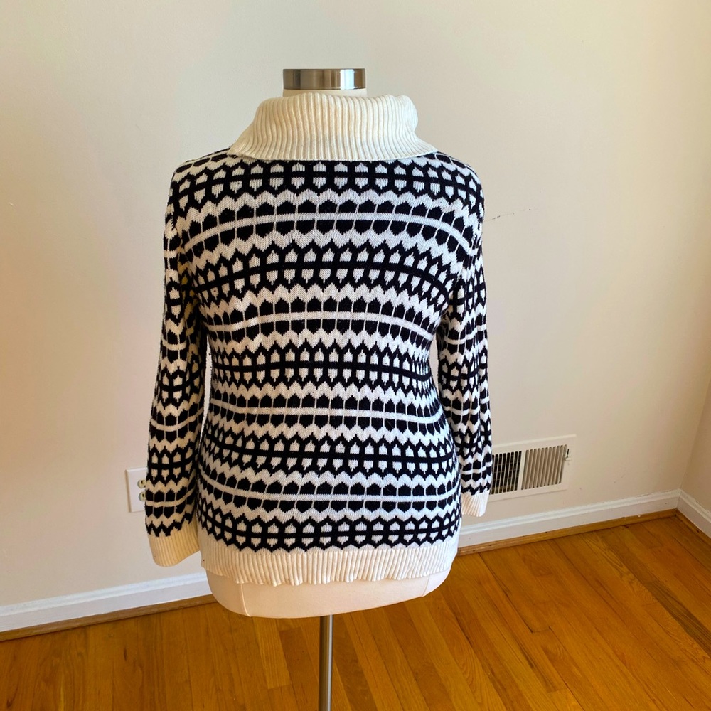 Talbots 3xp Black And White Patterned Sweater - image 2